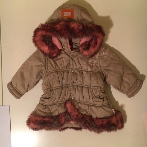 Pampolina Baby Girl Jacket 6/9 Months Parka Hooded Puffer - Picture 1 of 10